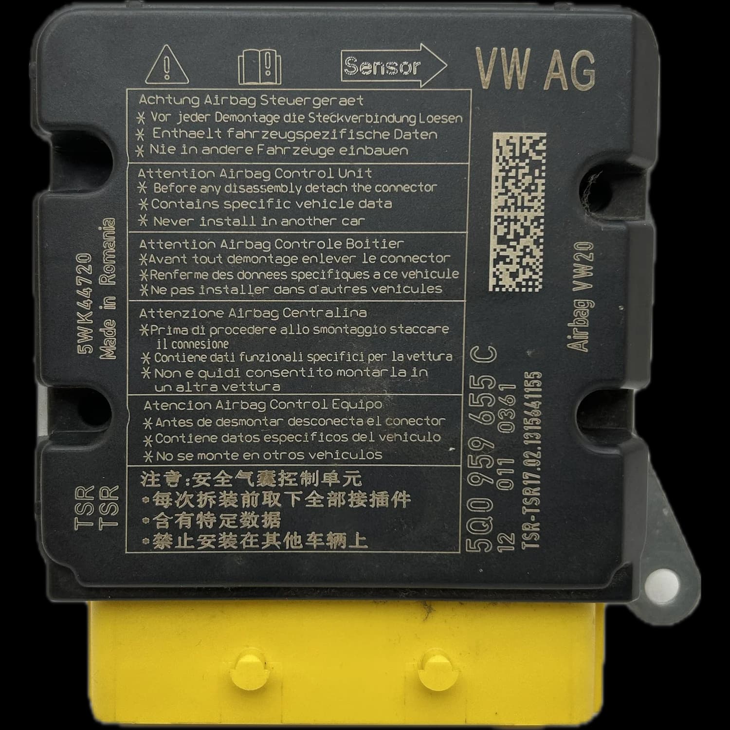 Airbagcomputer 5Q0959655C, Etiket