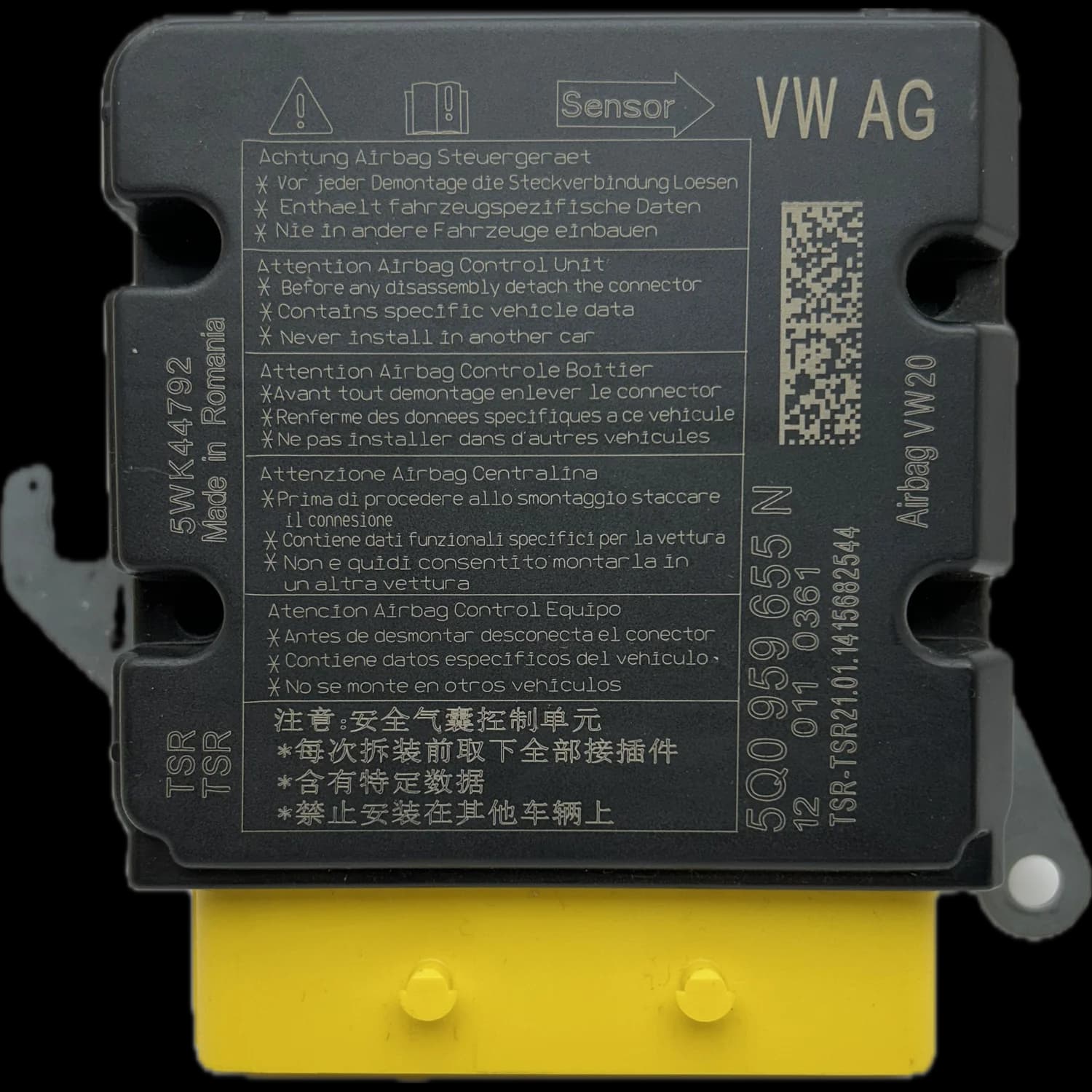 Airbagcomputer 5Q0 959 655 N, Etiket
