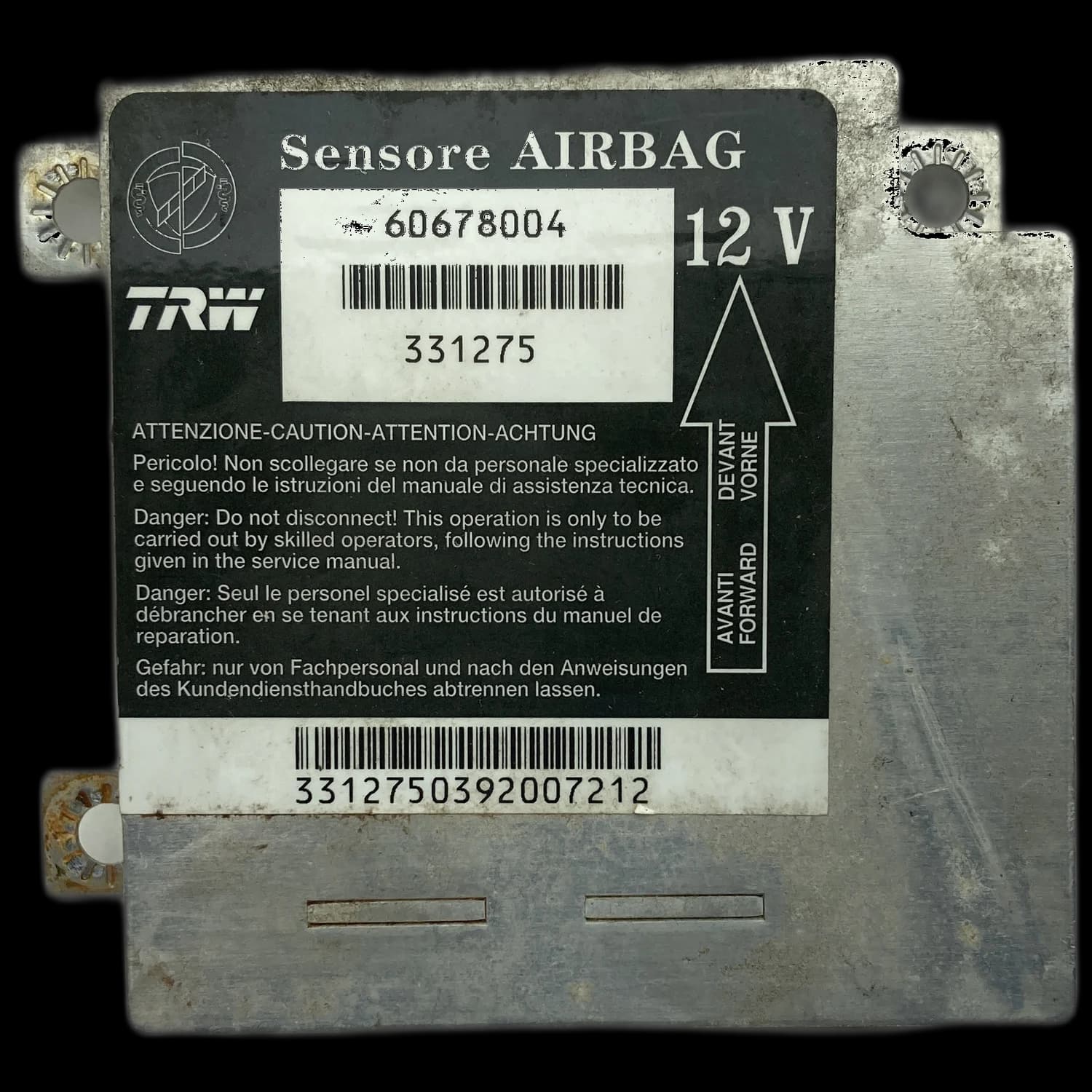 Airbagcomputer 60678004, Etiket