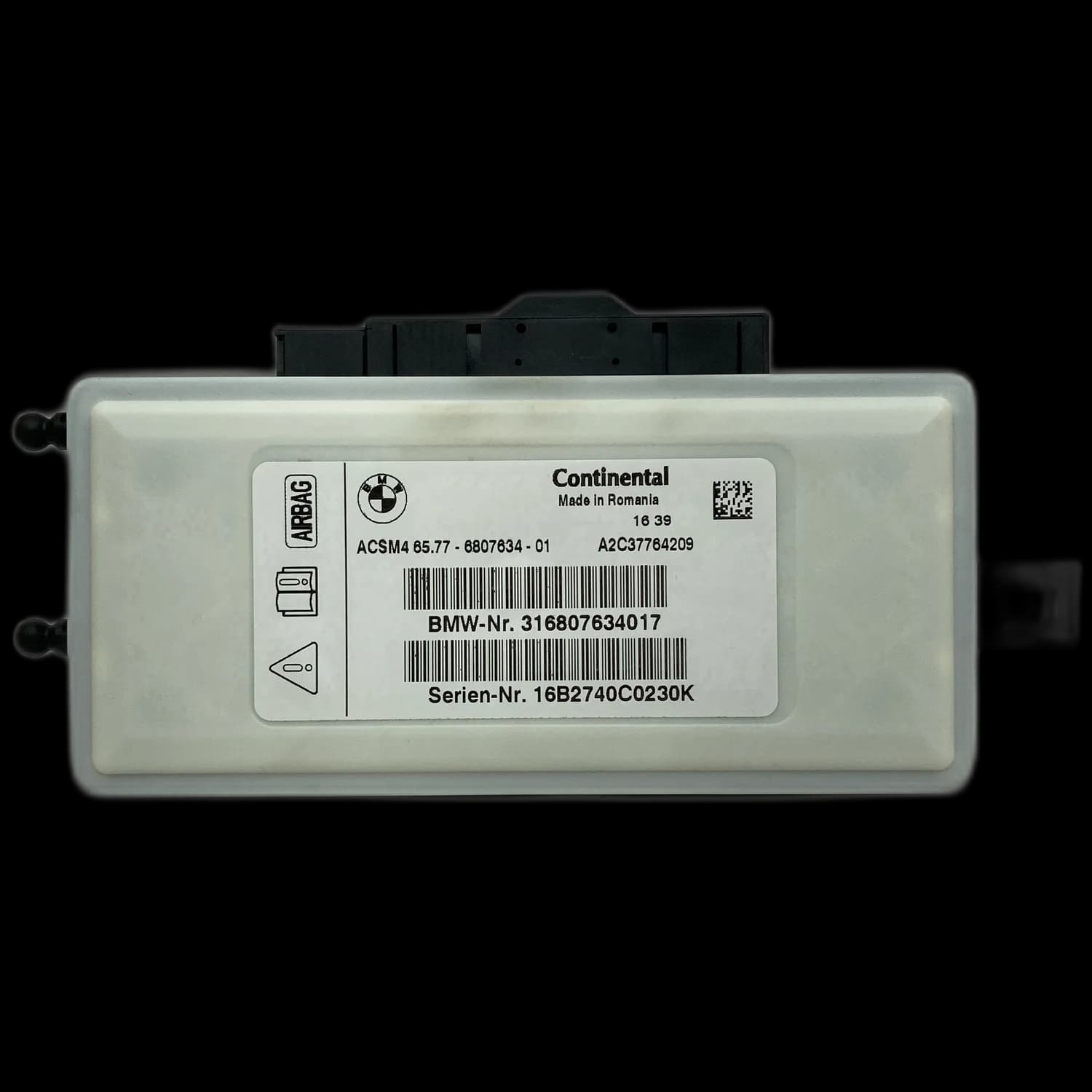 Airbagcomputer 6577-6807634-01, Etiket