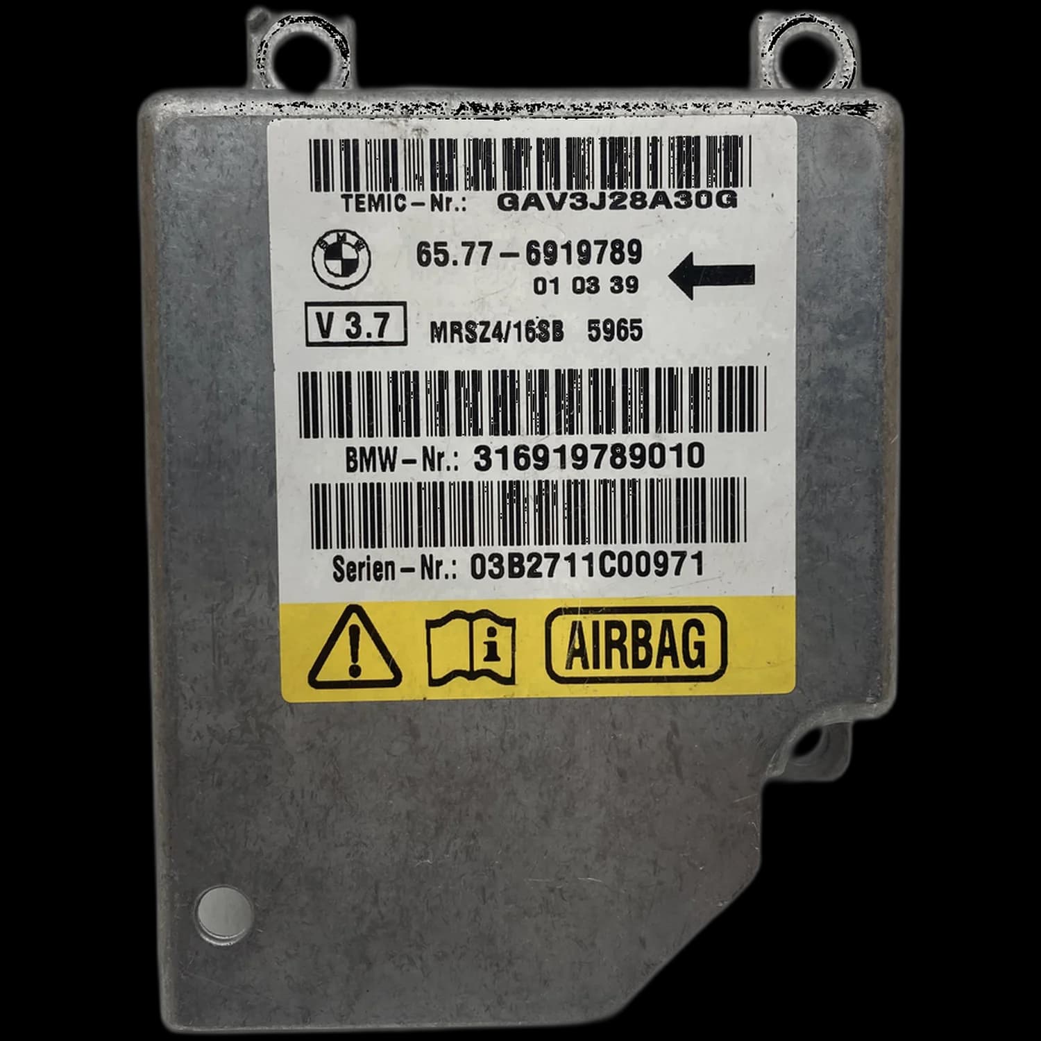 Airbagcomputer 65 77 6 919 789, Etiket