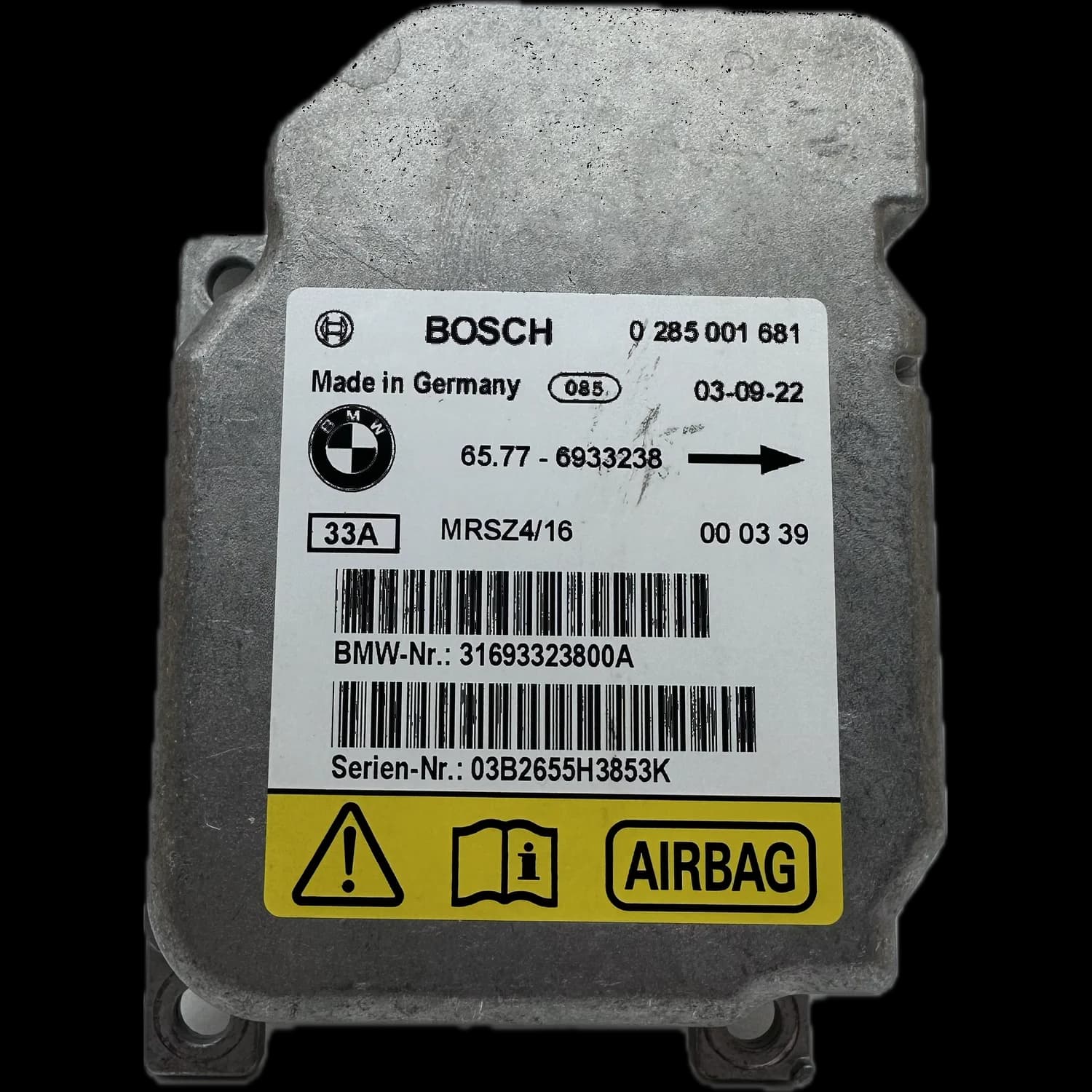 Airbagcomputer 6577-6933238, Etiket