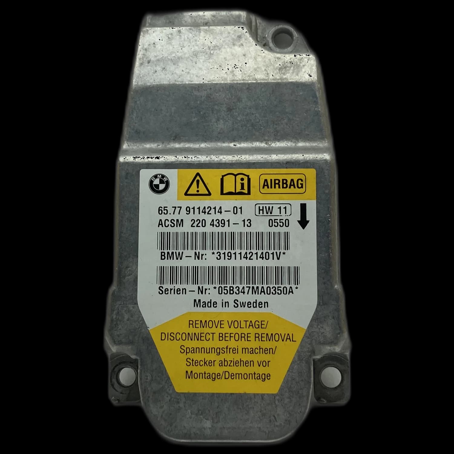 Airbagcomputer 65 77 911 4214-01, Etiket