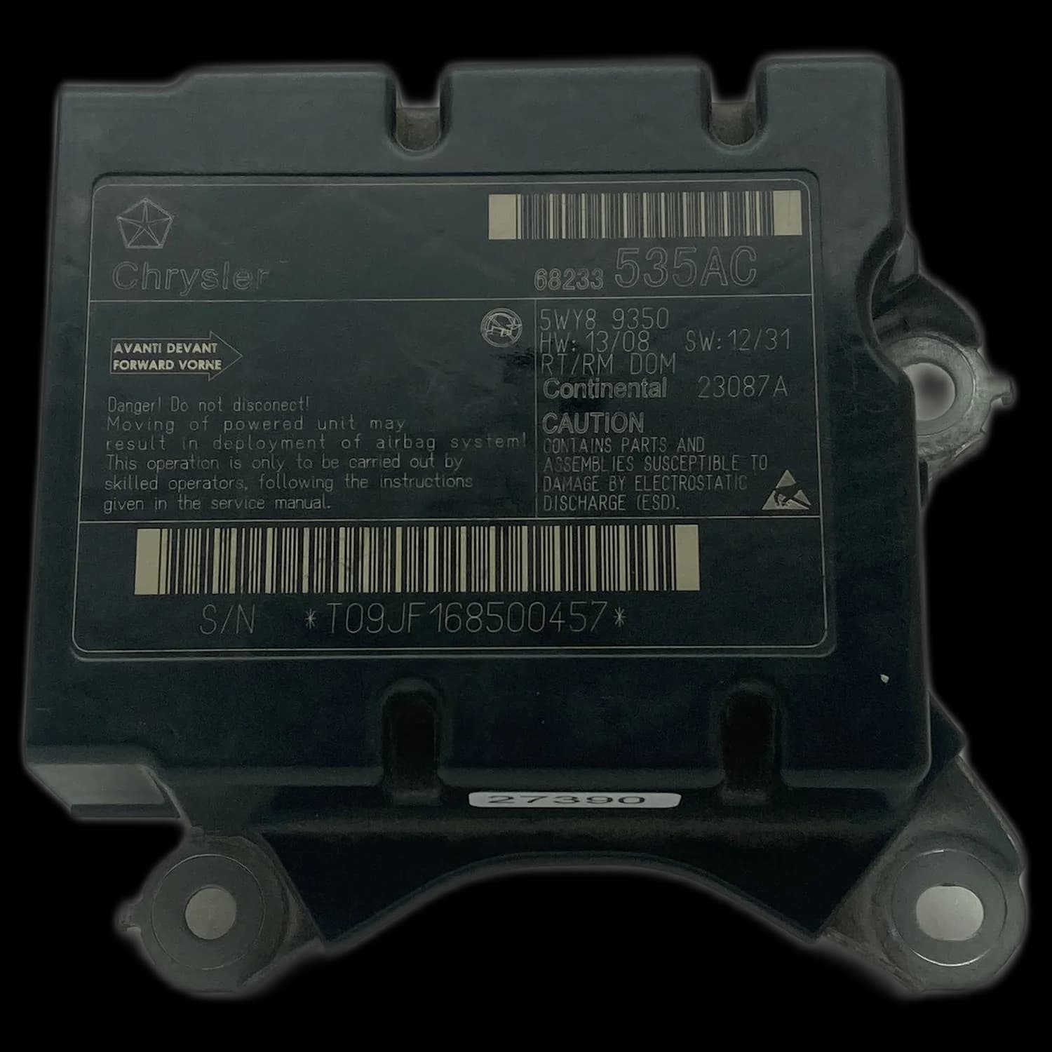 Airbagcomputer 68233535AC, Etiket