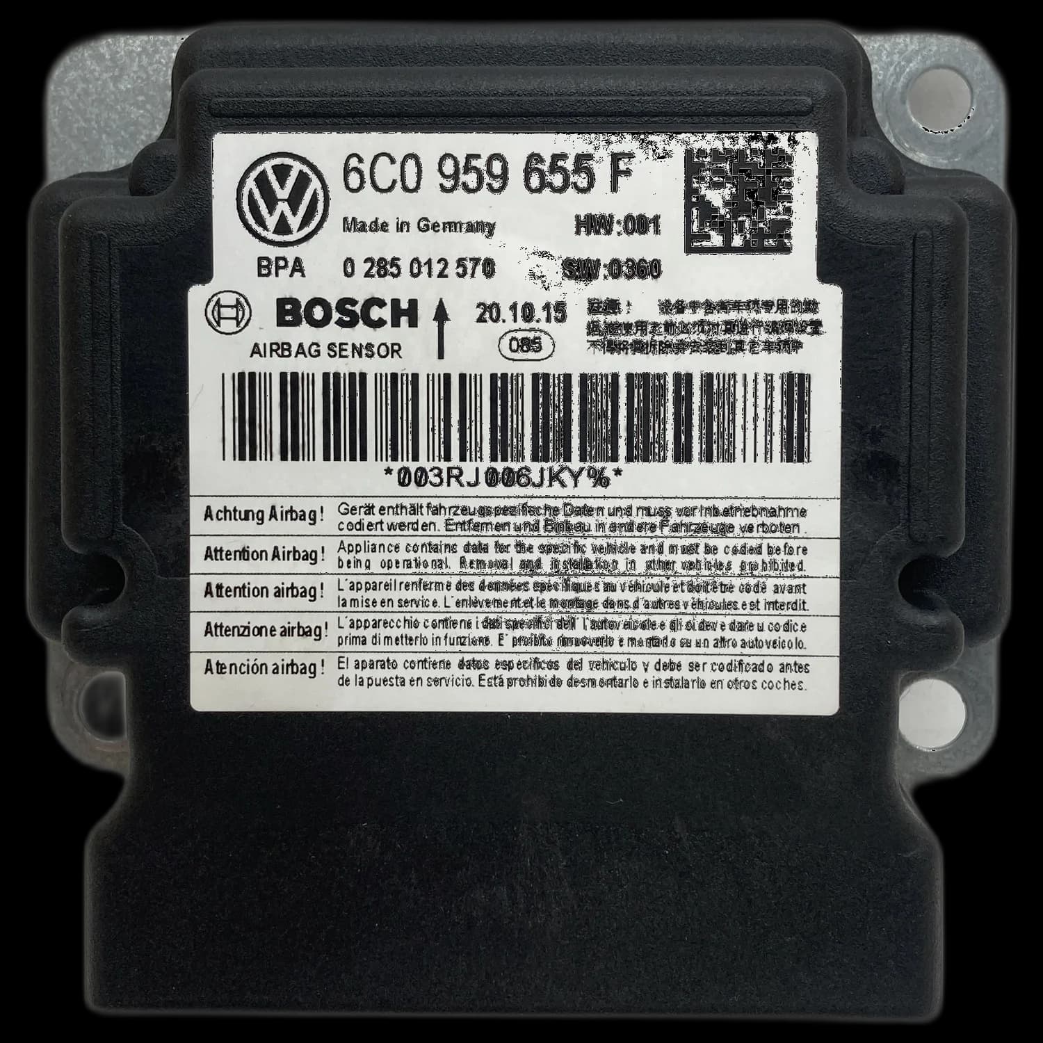 Airbagcomputer 6C0 959 655 F, Etiket