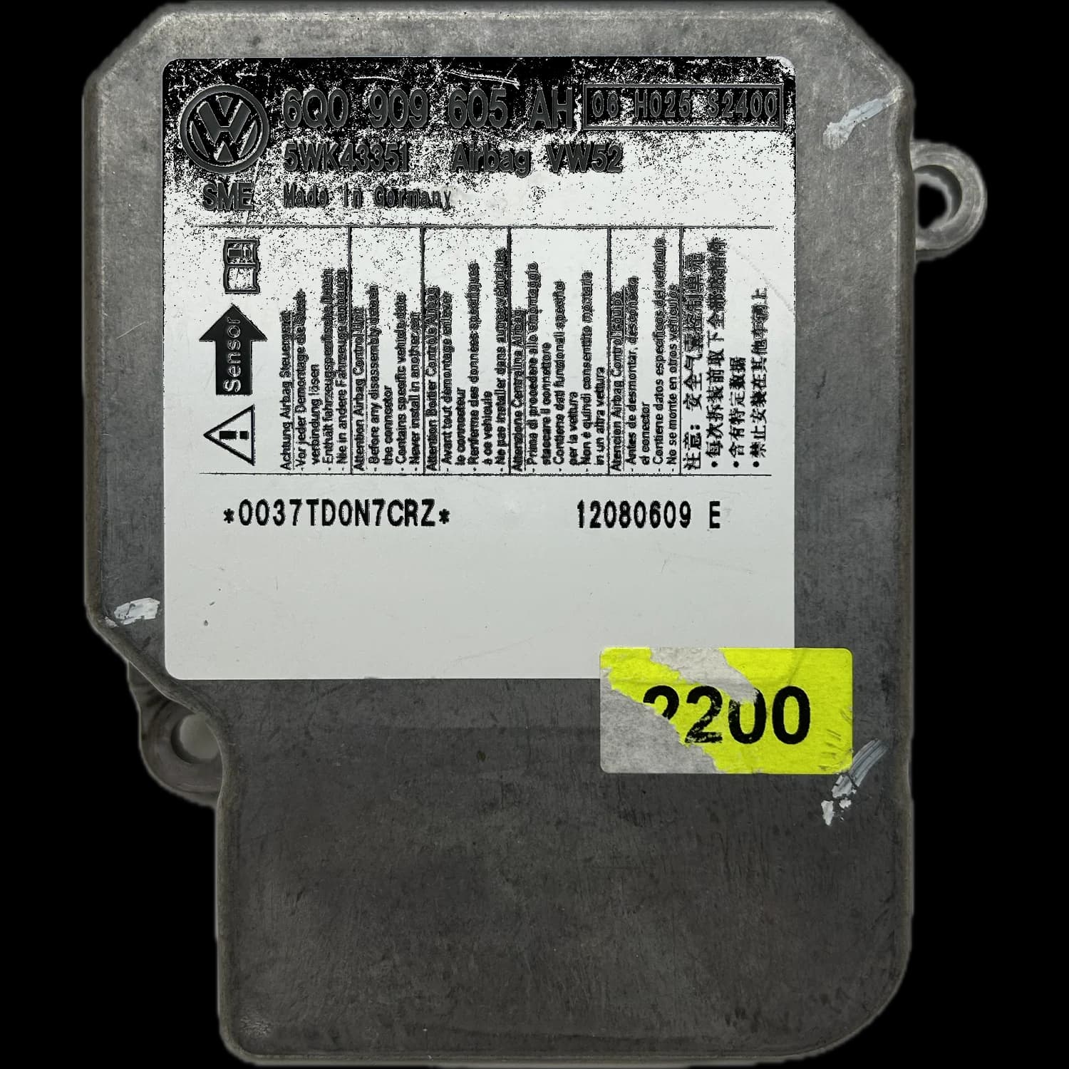 Airbagcomputer 6Q0909605AH, Etiket