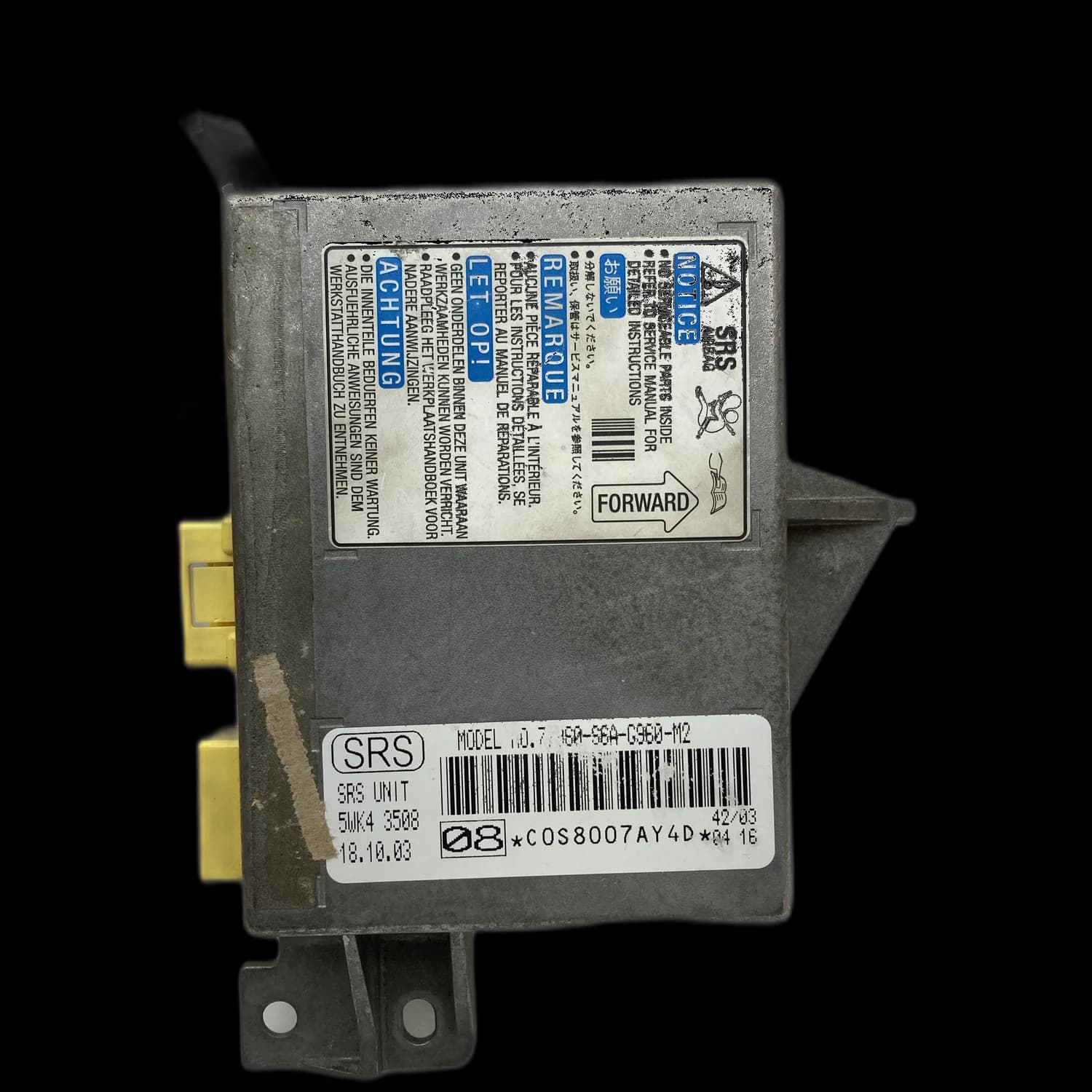 Airbagcomputer 77960-S6A-G960-M2, Etiket