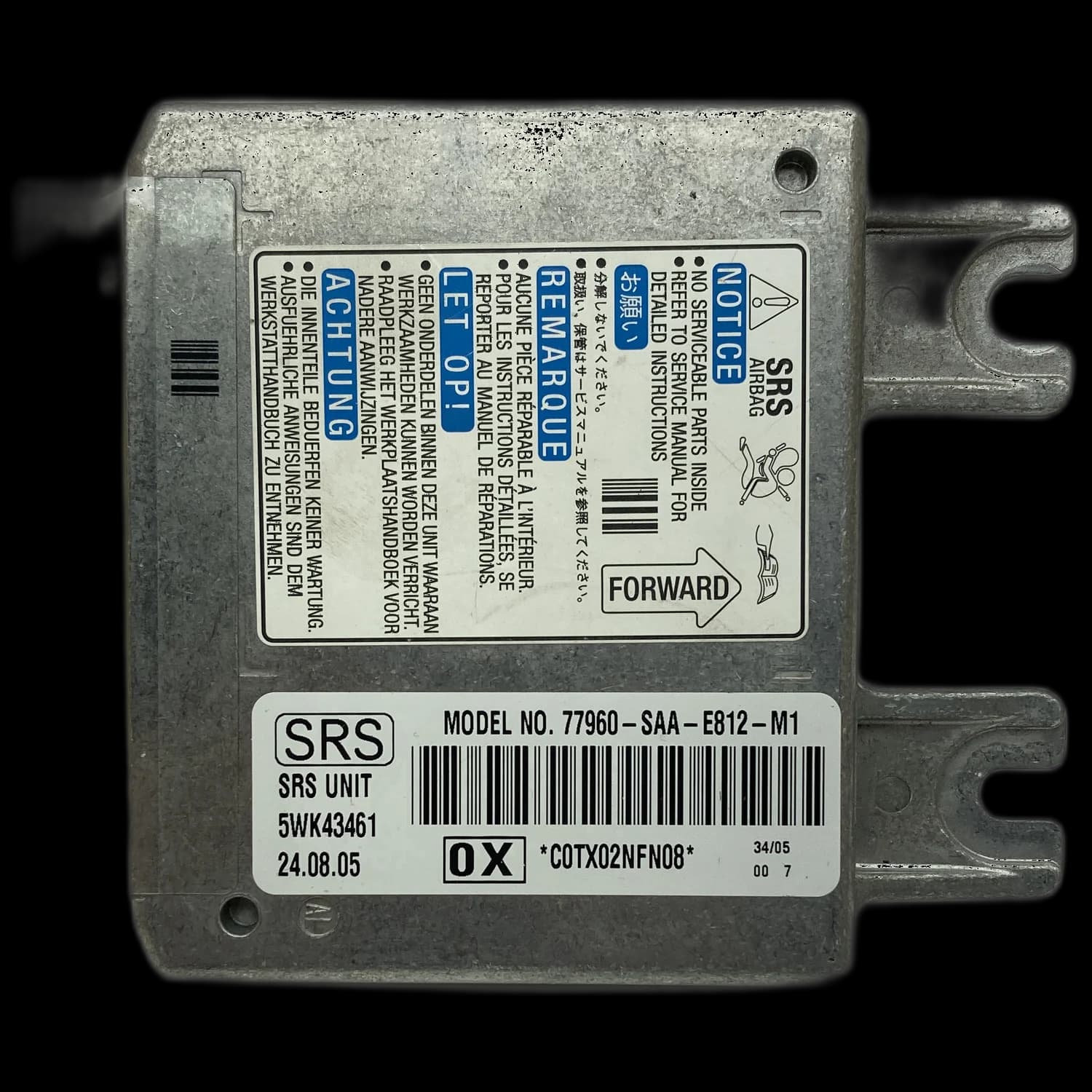 Airbagcomputer 77960-SAA-E812-M1, Etiket