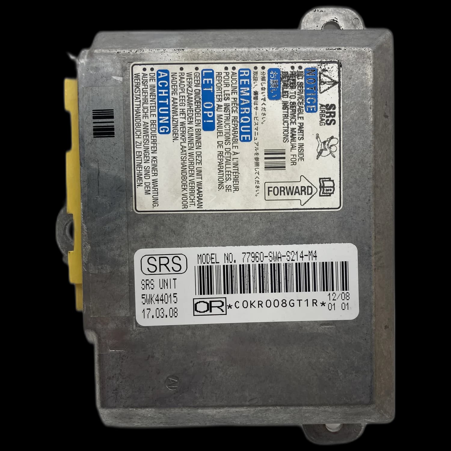 Airbagcomputer 77960-SWA-S214-M4, Etiket