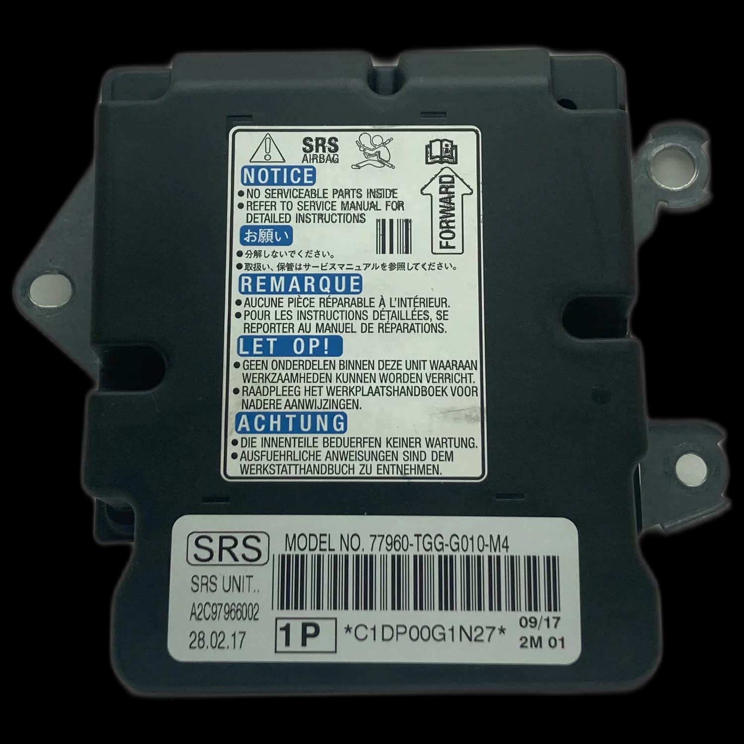 Airbagcomputer 77960-TGG-G010-M4, Etiket