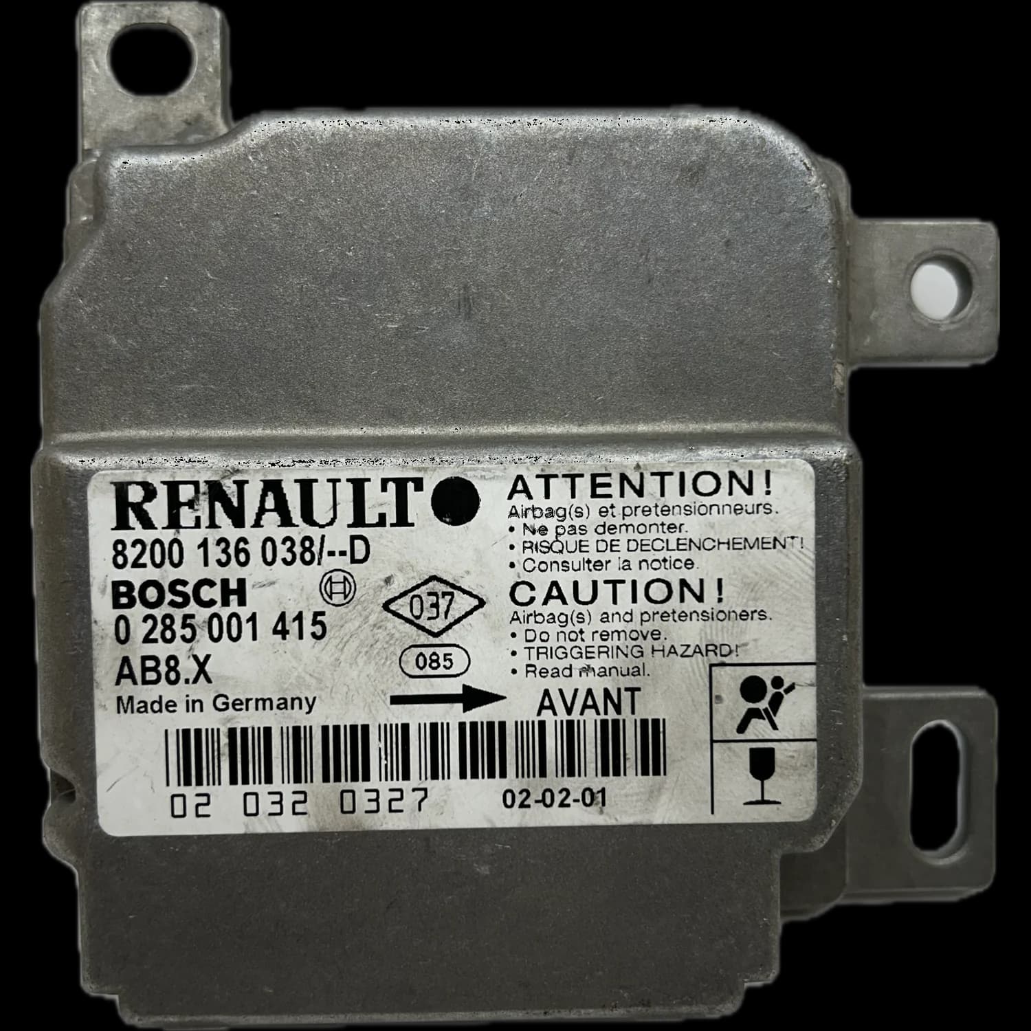 Airbagcomputer 8200136038, Etiket