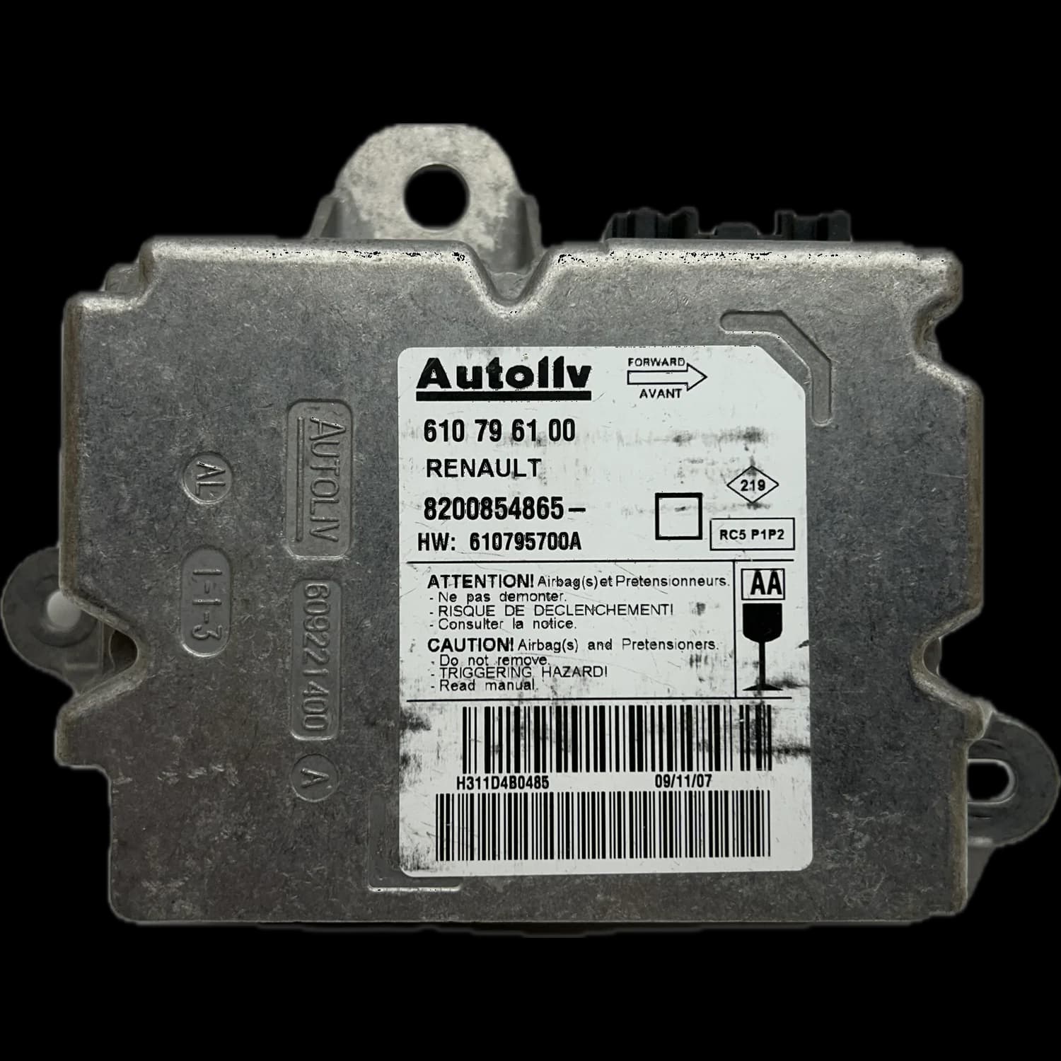 Airbagcomputer 8200854865, Etiket