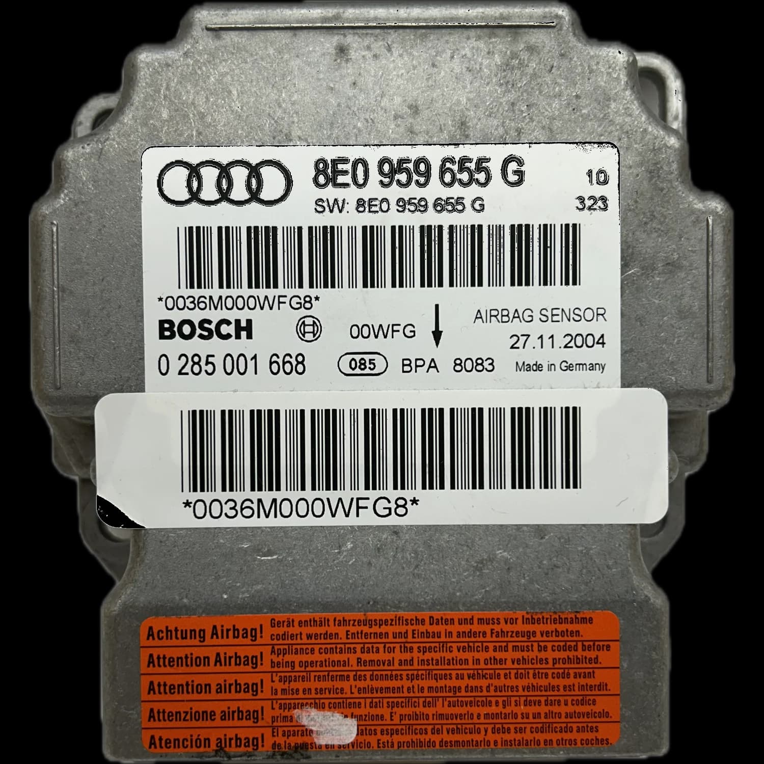 Airbagcomputer 8E0 959 655 G, Etiket