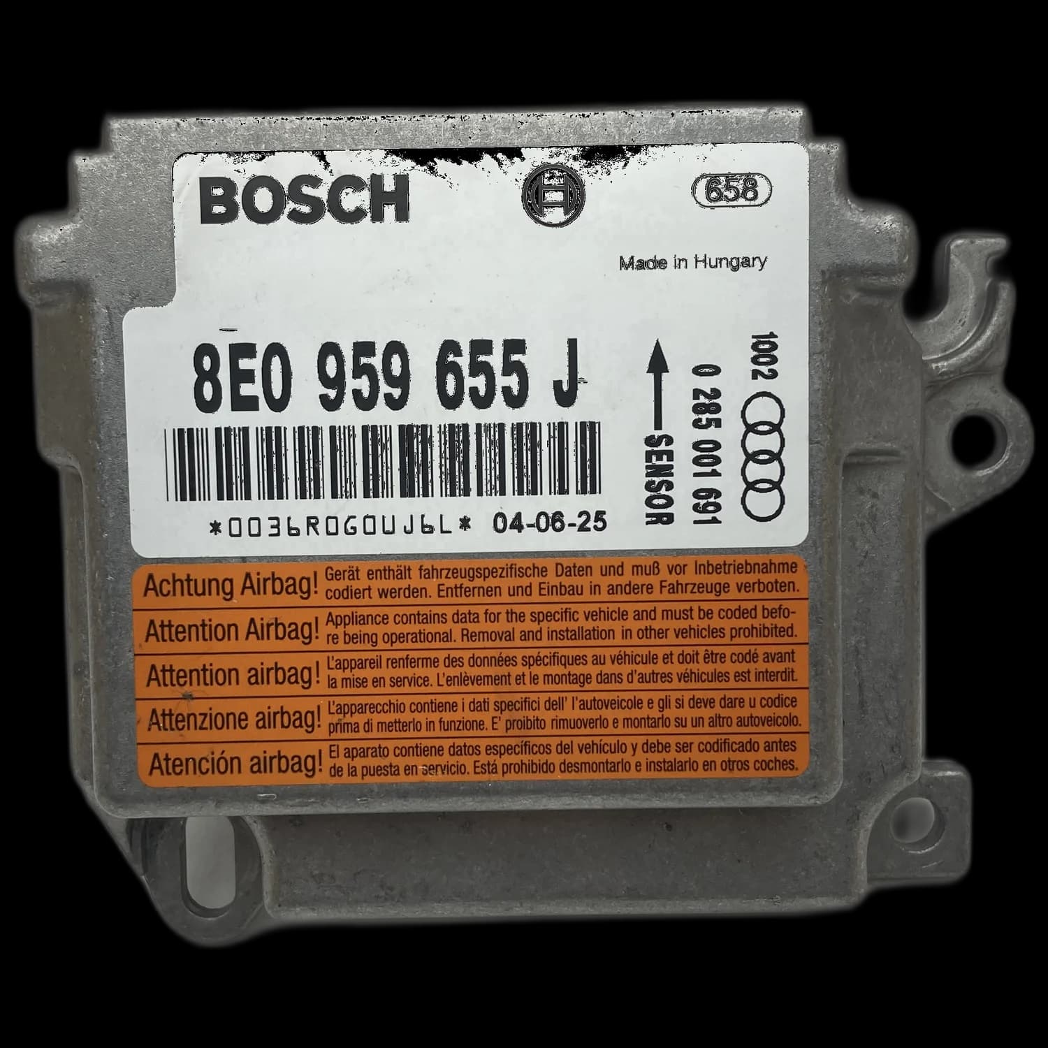 Airbagcomputer 8E0 959 655 J, Etiket