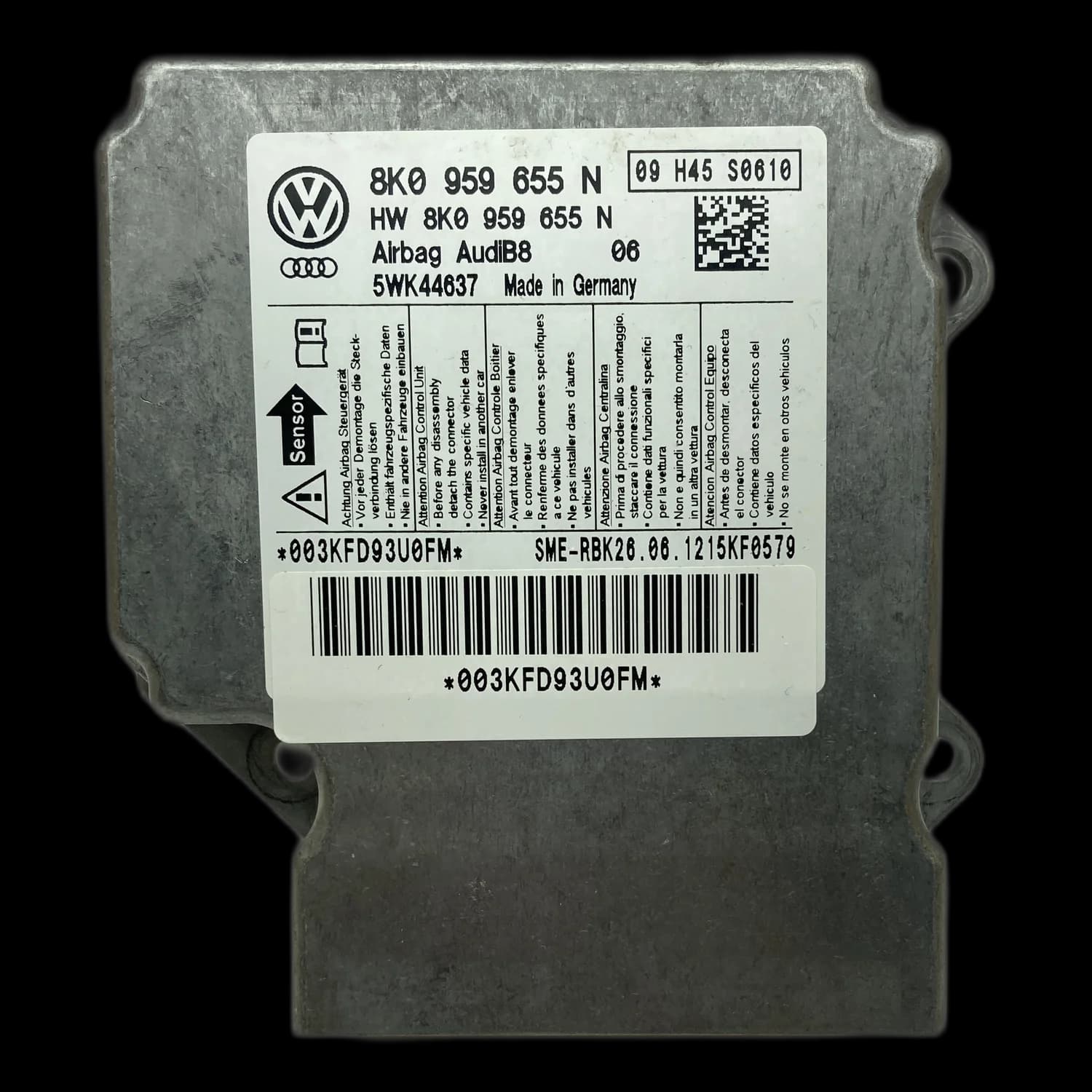Airbagcomputer 8K0 959 655 N, Etiket