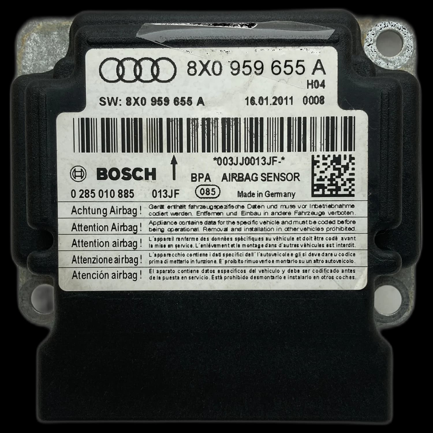 Airbagcomputer 8X0 959 655 A, Etiket