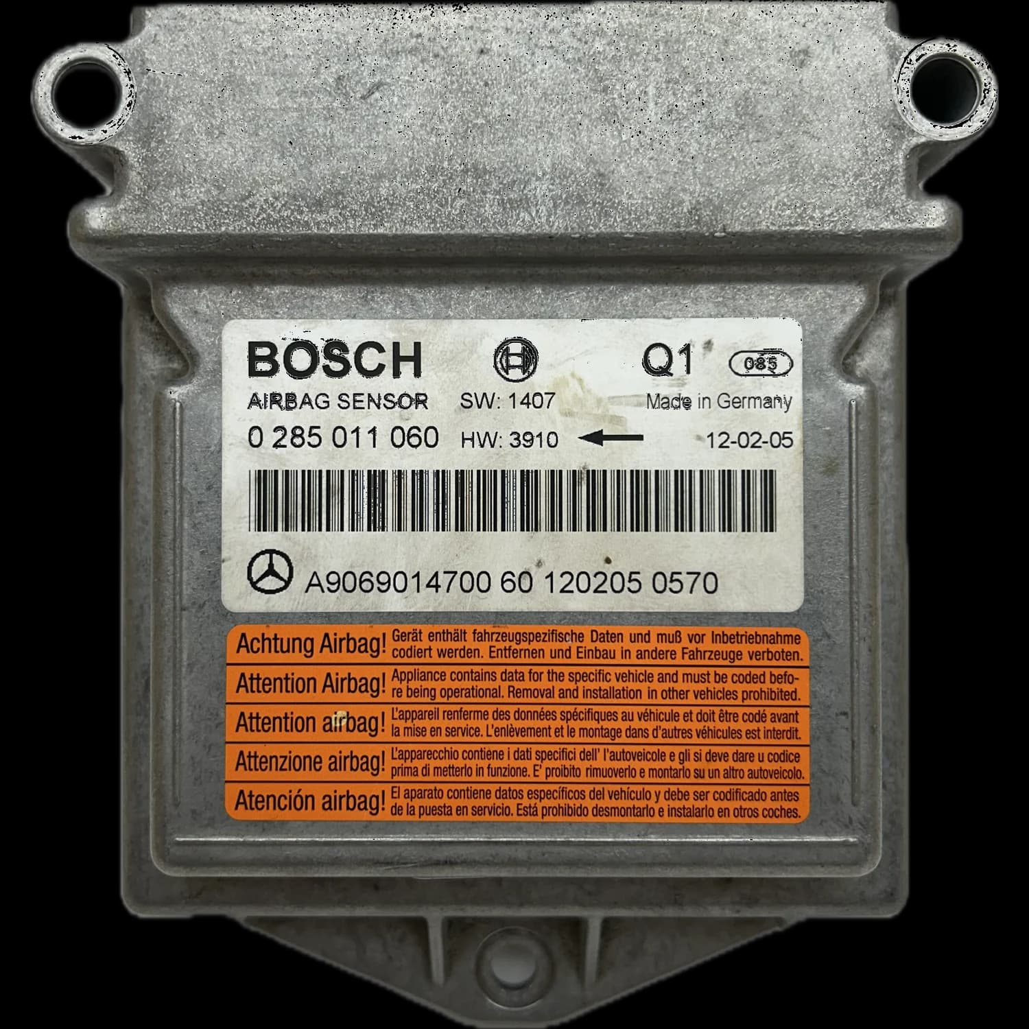 Airbag-regeleenheid A906 901 47 00, Etiket