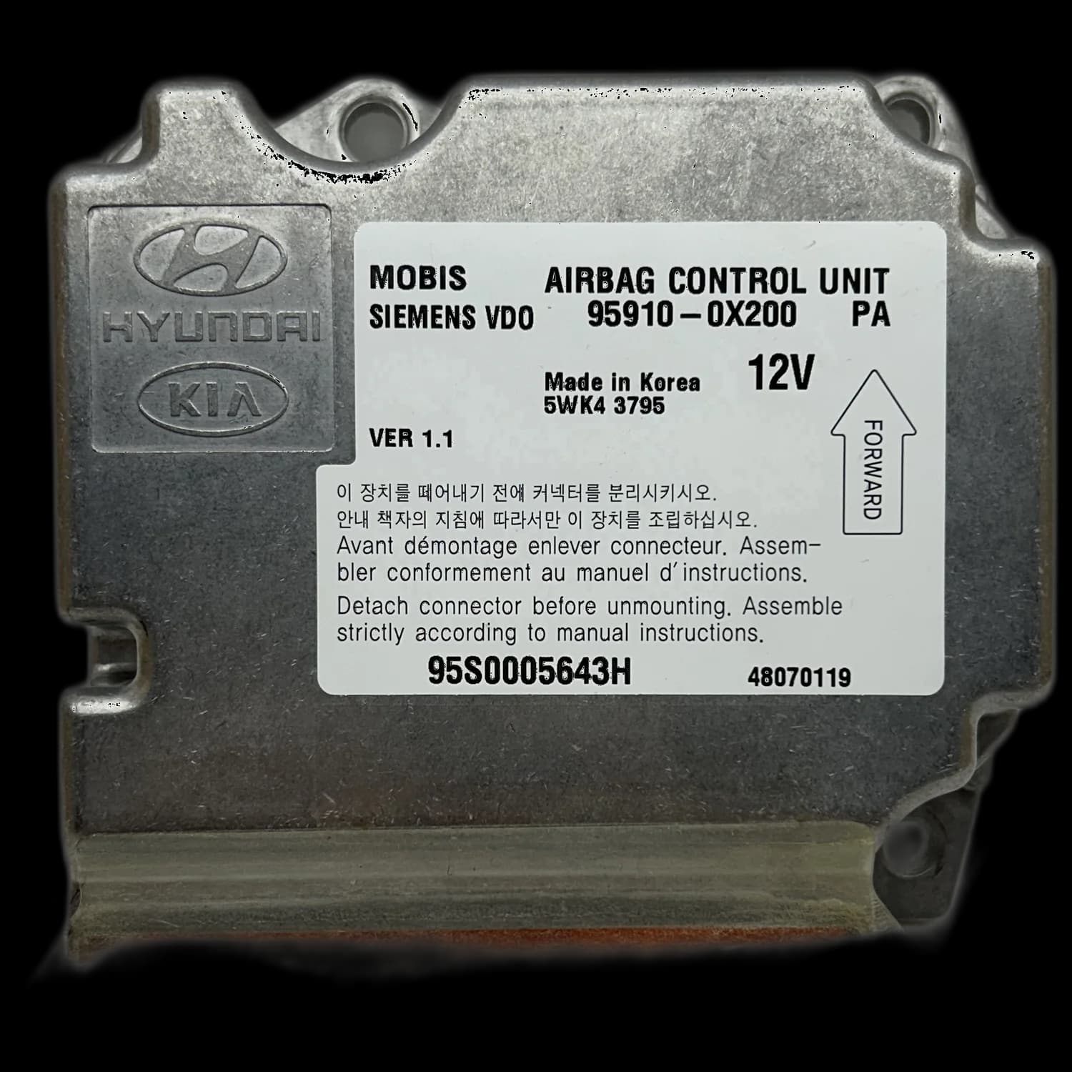 Airbagcomputer 95910-0X200, Etiket