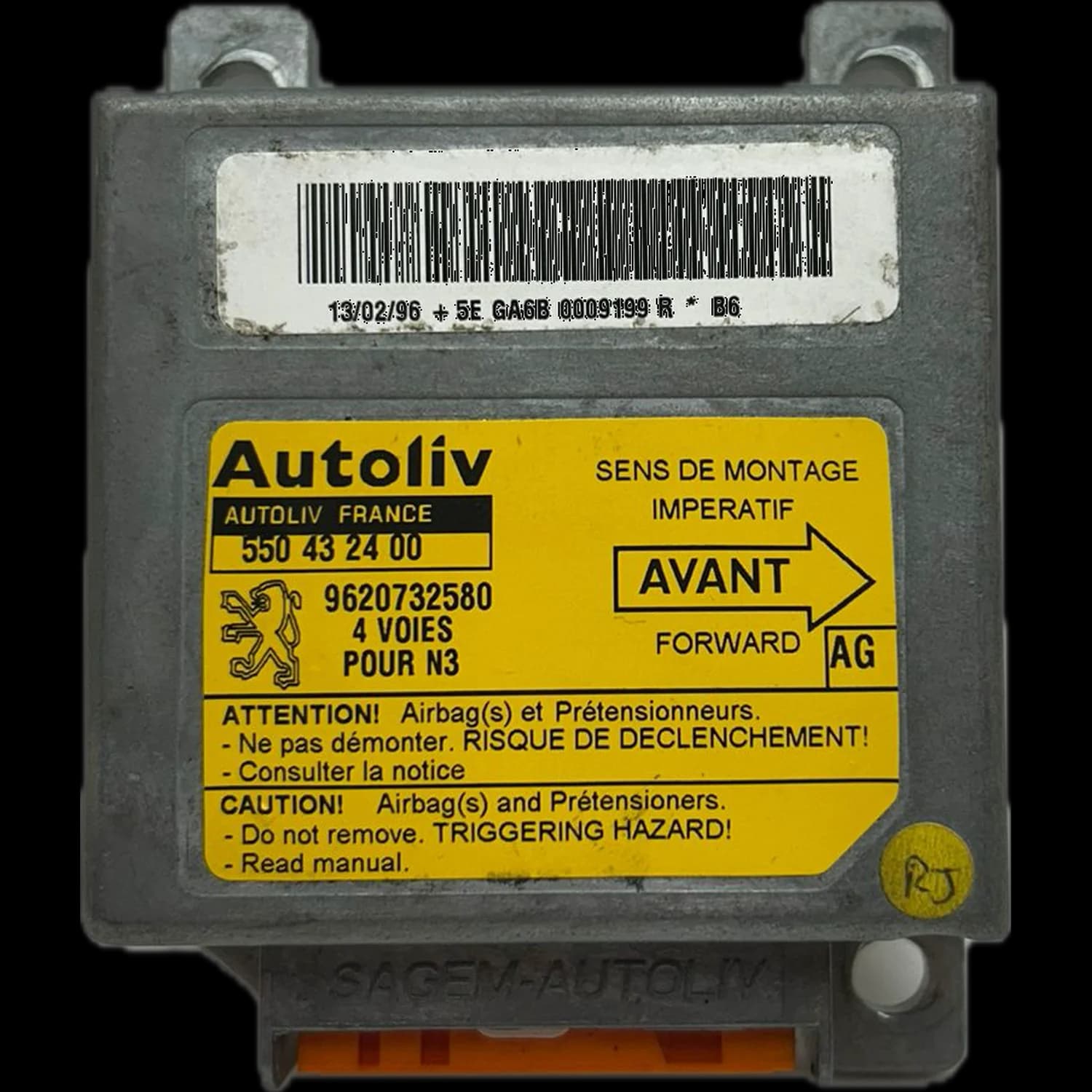 Airbagcomputer 9620732580, Etiket