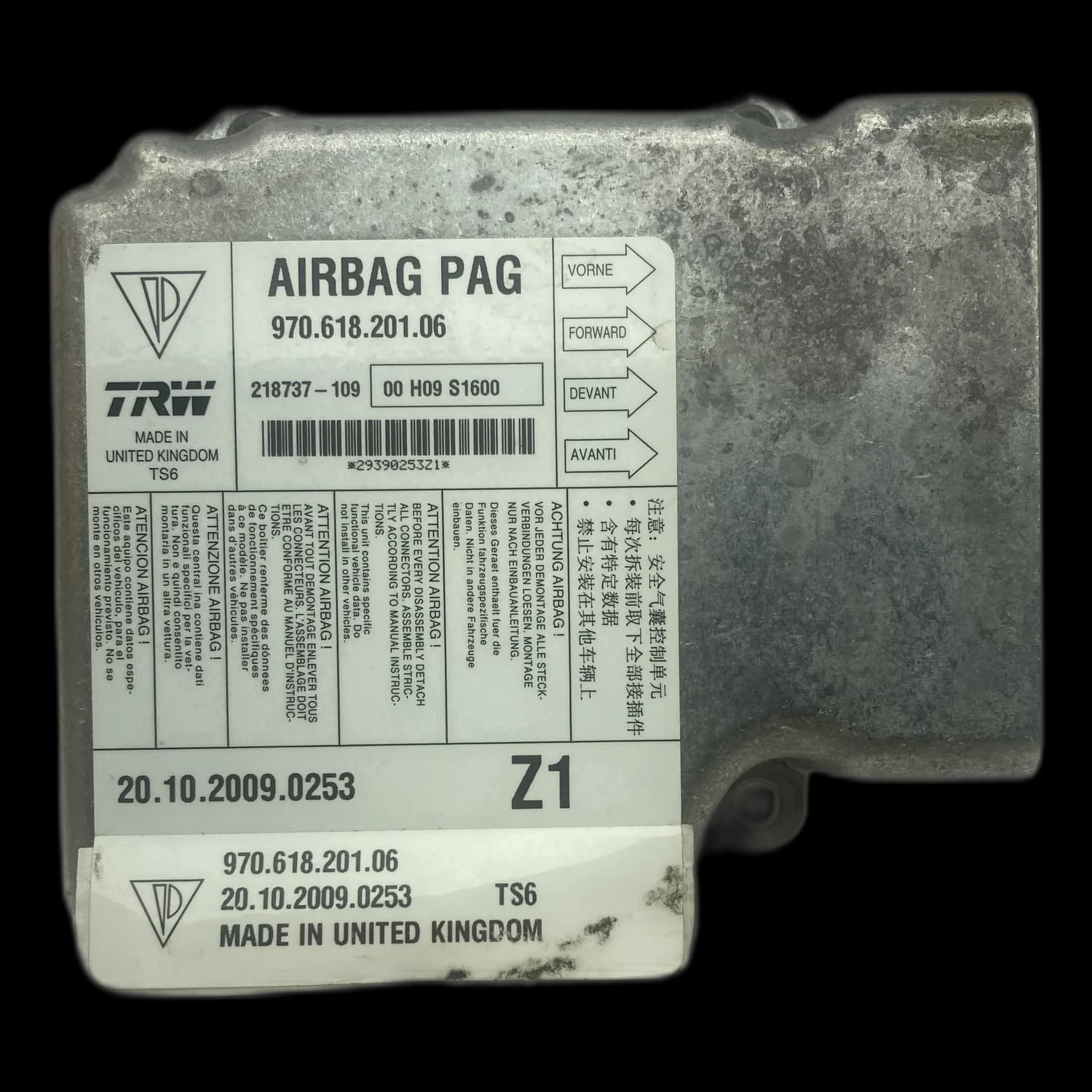 Airbagcomputer 970.618.201.06, Etiket