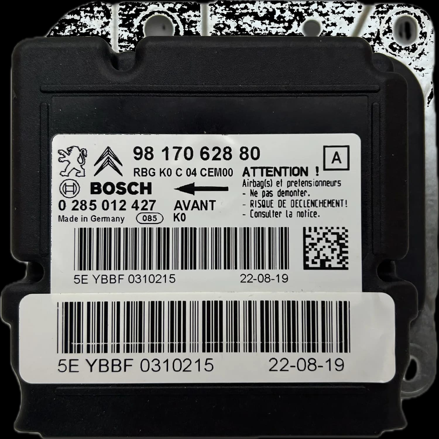 Airbagcomputer 9817062880, Etiket