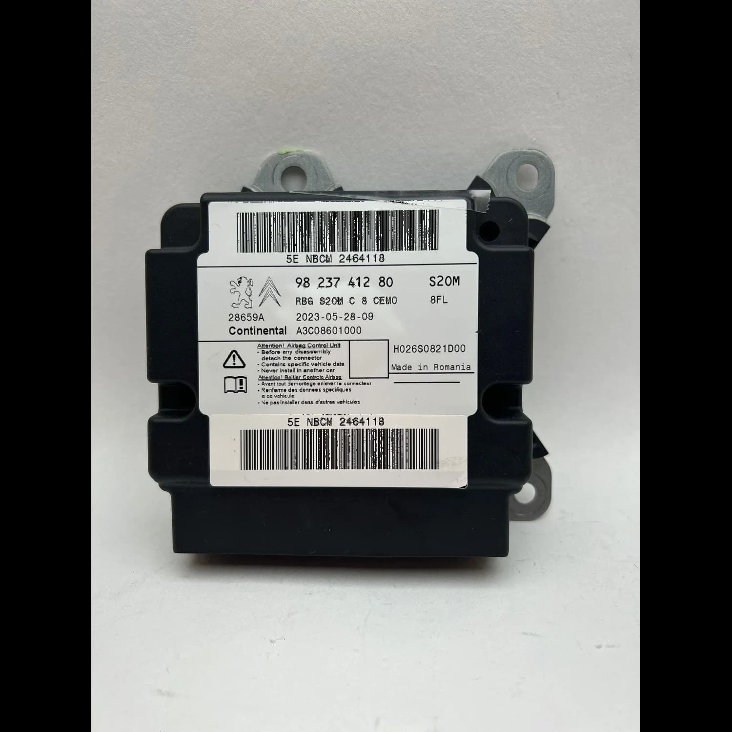 Airbagcomputer 9823741280, Etiket