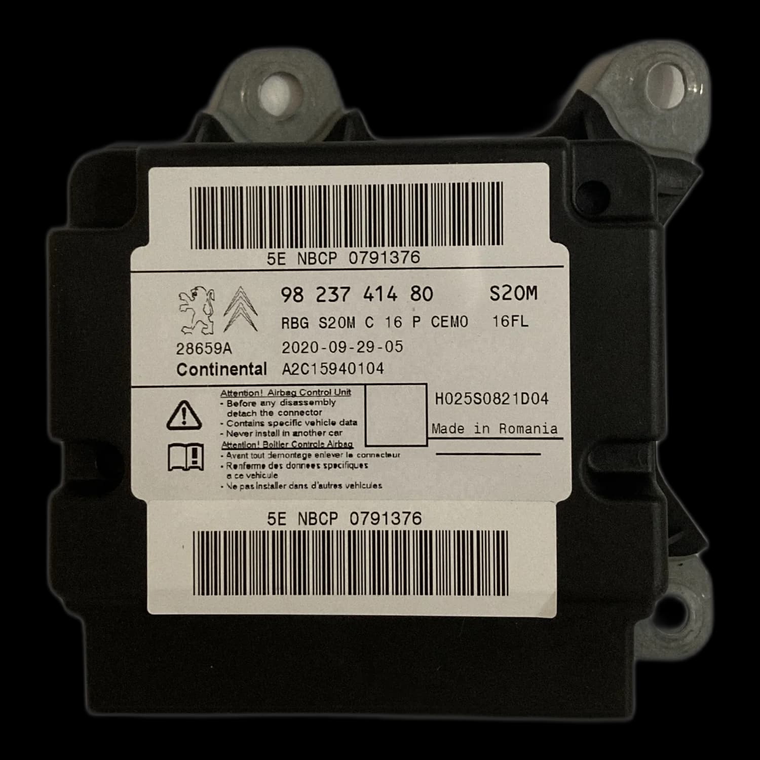 Airbagcomputer 98 237 414 80, Etiket
