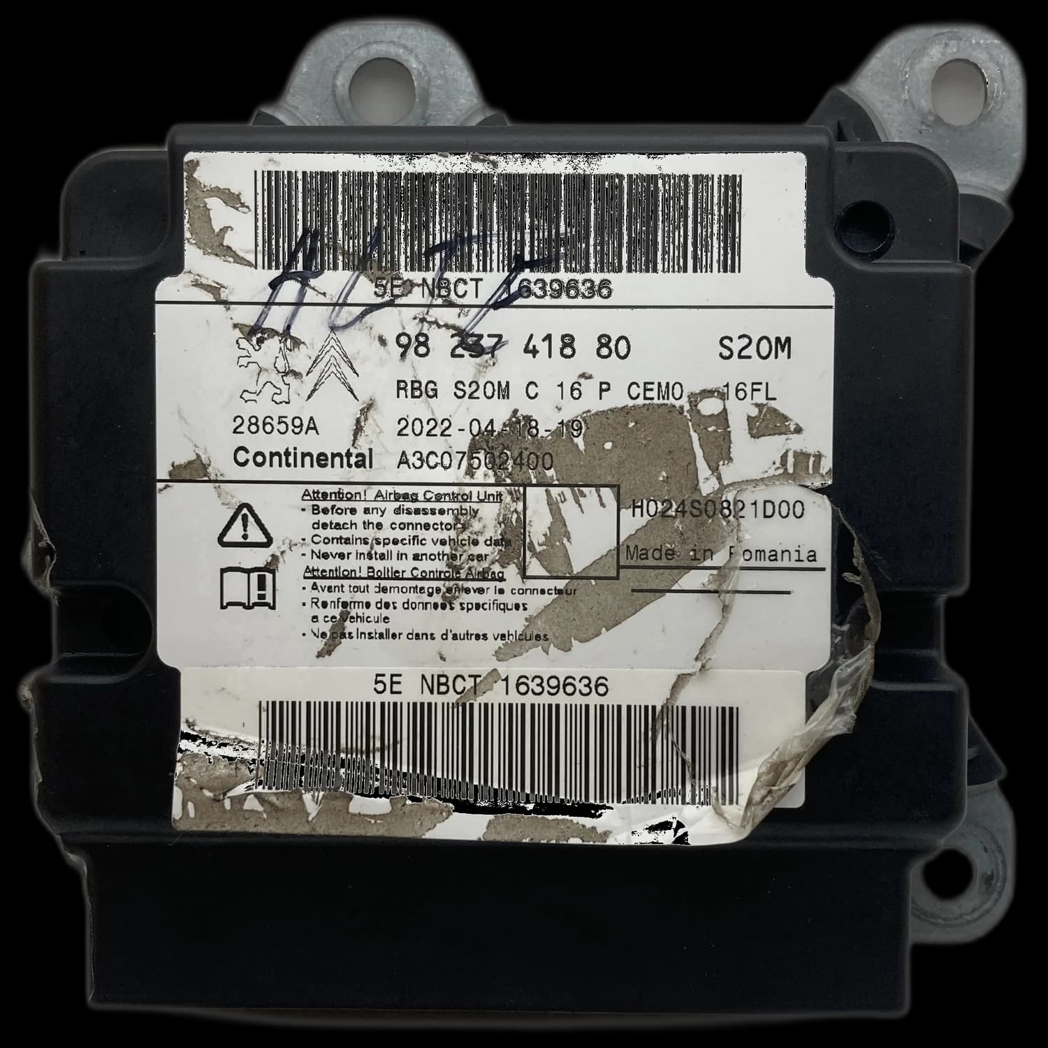 Airbagcomputer 98 237 418 80, Etiket