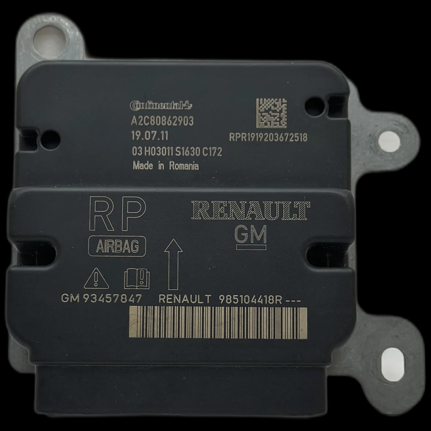 Airbagcomputer 985104418R, Etiket