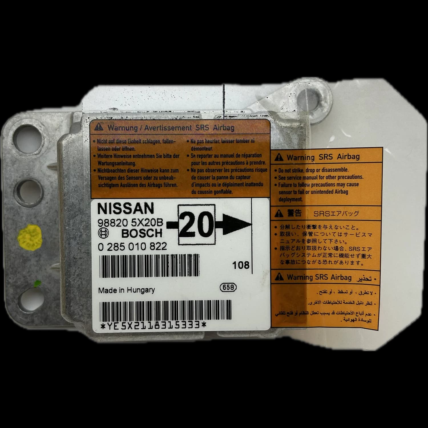 Airbagcomputer 98820 5X20B, Etiket