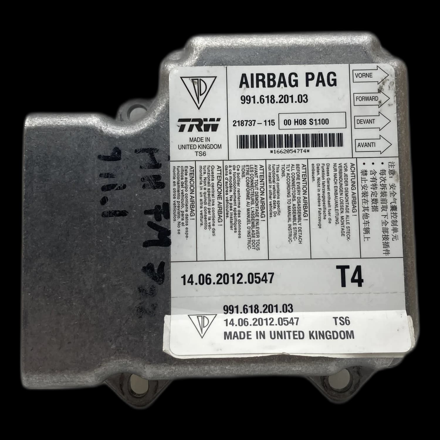 Airbagcomputer 991.618.201.03, Etiket