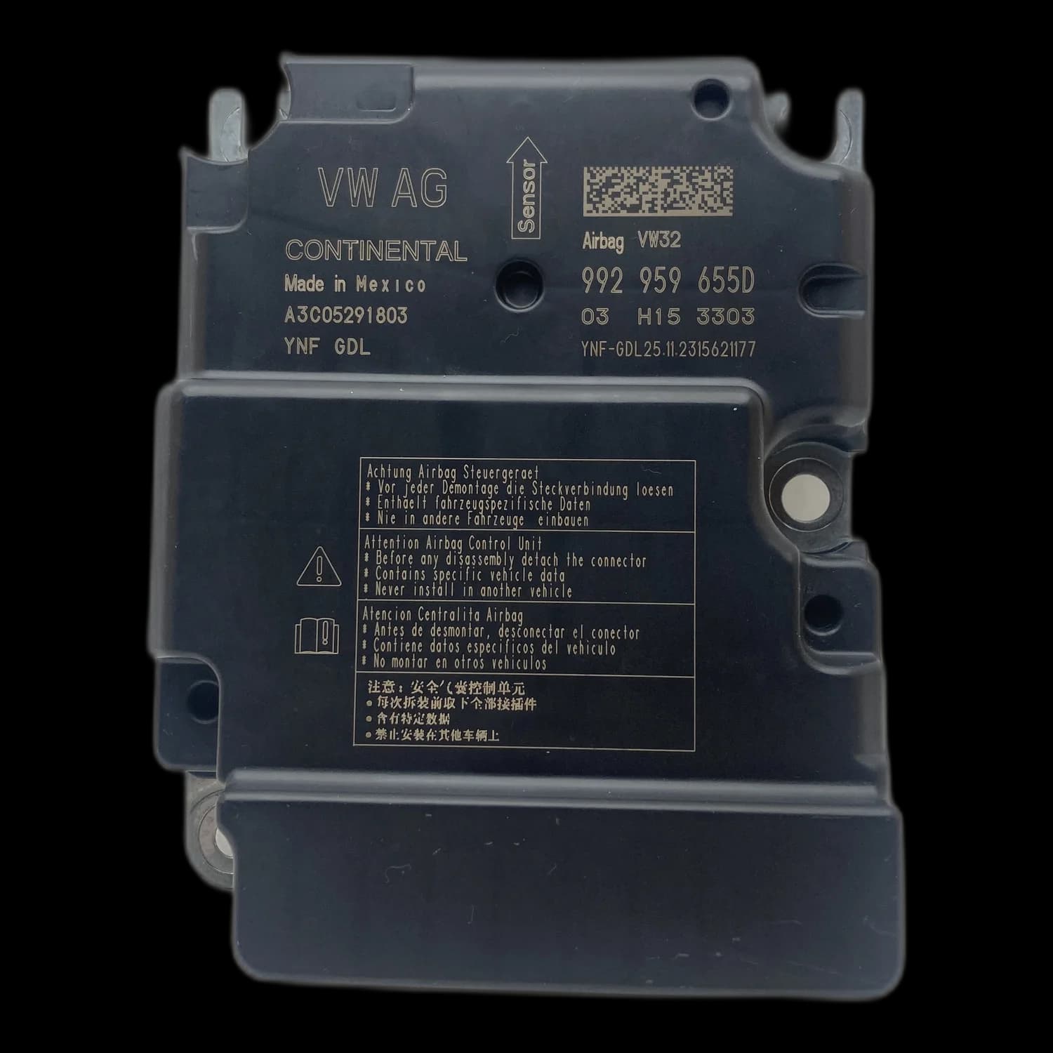 Airbagcomputer 992 959 655 D, Etiket
