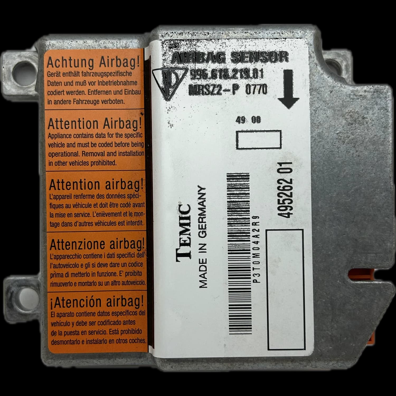 Airbagcomputer 996 618 219 01, Etiket