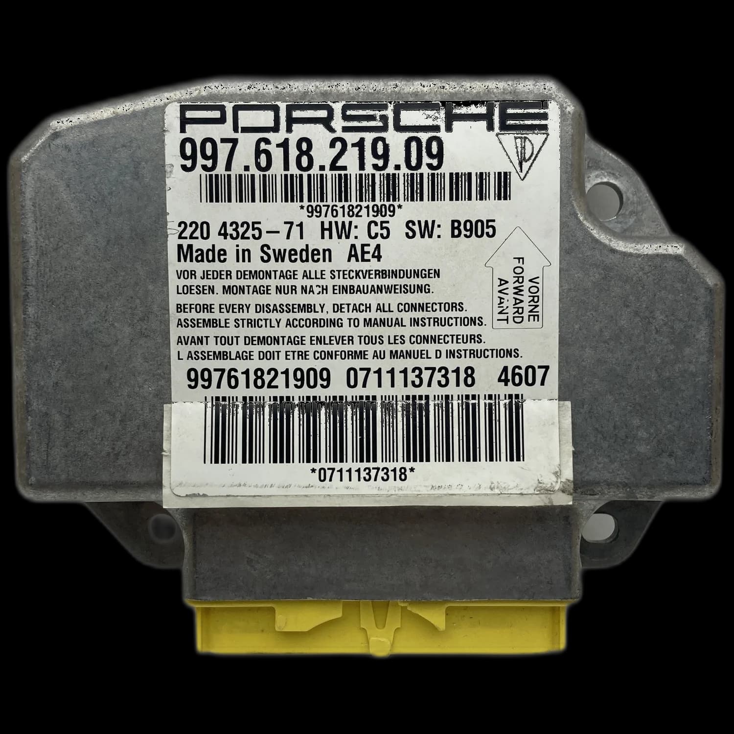 Airbagcomputer 997.618.219.09, Etiket